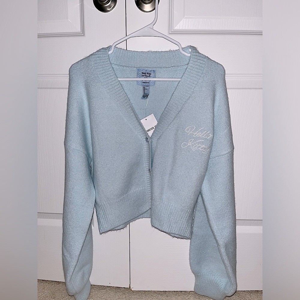 NWT F21 x Hello Kitty Fuzzy Cardigan Sweater